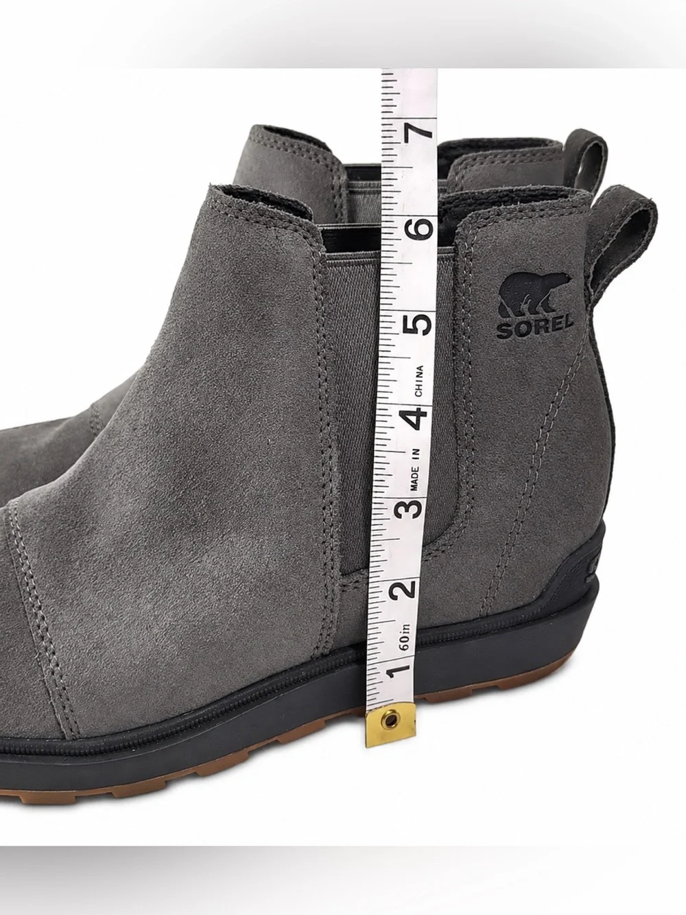 SOREL Evie II Chelsea Waterproof Suede Ankle Boots Gray Size 6.5